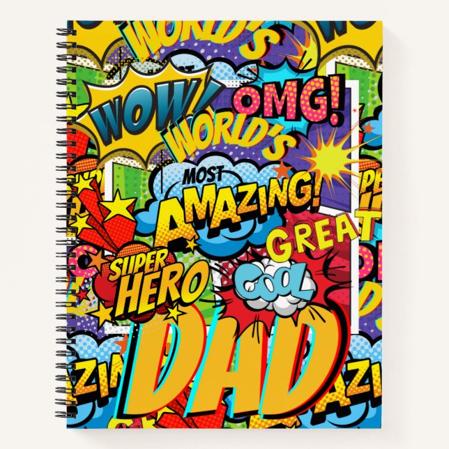Carnet Cadeau DAD de marque personnalisée - Comic Superhe (Devant)