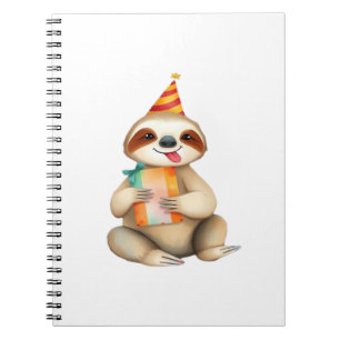 Carnet Cadeau d'anniversaire de paresseux chapeau de fête