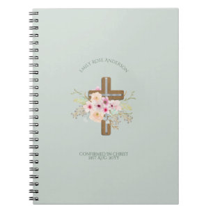 Carnet Cadeau de confirmation féminine Croix florale pers