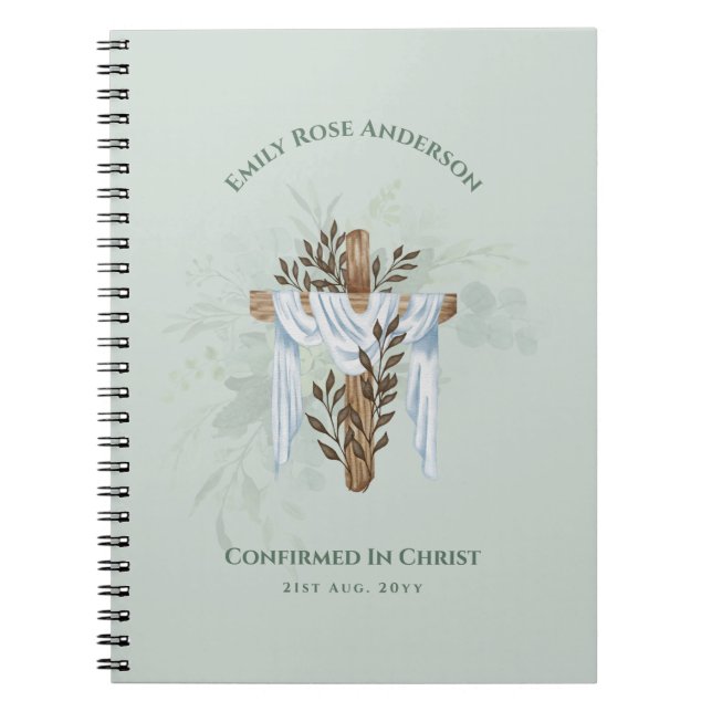 Carnet Cadeau de confirmation féminine Croix florale pers (Devant)