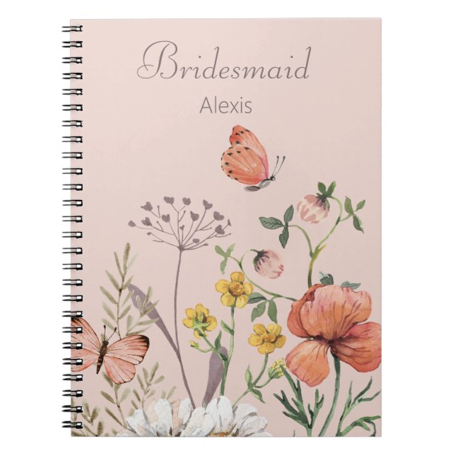 Carnet Cadeau Demoiselle d'Honneur Élégant Floral Rose Pâ (Devant)