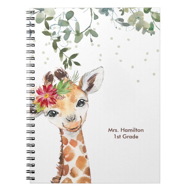Carnet Cadeau enseignant Giraffe amusant (Devant)