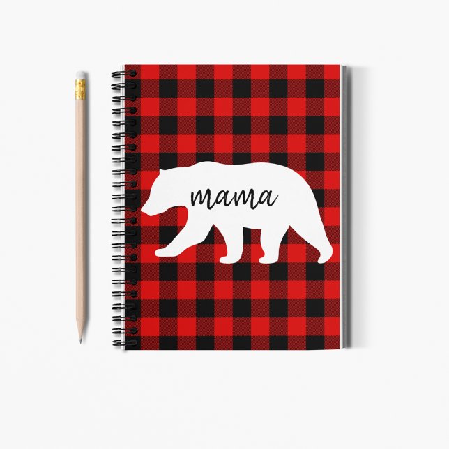 Carnet Cadeau moderne Rouge Plaid Et Blanc Mama Ours (Créateur téléchargé)