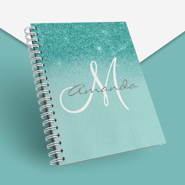 Carnet Cadeau Monogramme personnalisé Turquoise Ombre (Créateur téléchargé)