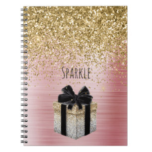 Carnet Cadeau Paillettes Dorées Ruban Noir