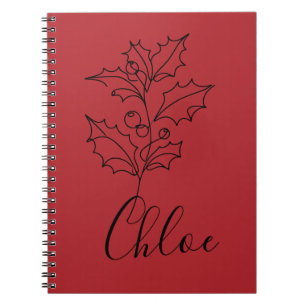 Carnet Cadeau personnalisé Décembre Holly Flower