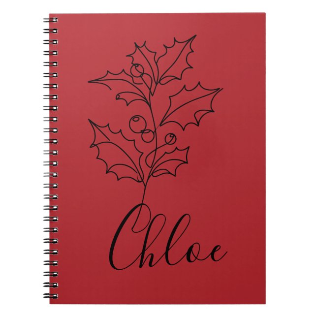 Carnet Cadeau personnalisé Décembre Holly Flower (Devant)