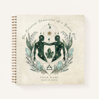 Carnet Cadeau personnalisé Gémeaux Émeraude et Or Zodiaqu