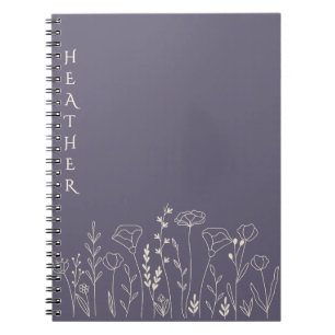 Carnet Cadeau personnalisé gris bohème fleur sauvage pour