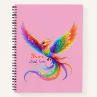 Carnet Cadeau Personnalisé Phoenix Arc-en-Ciel Date de Na