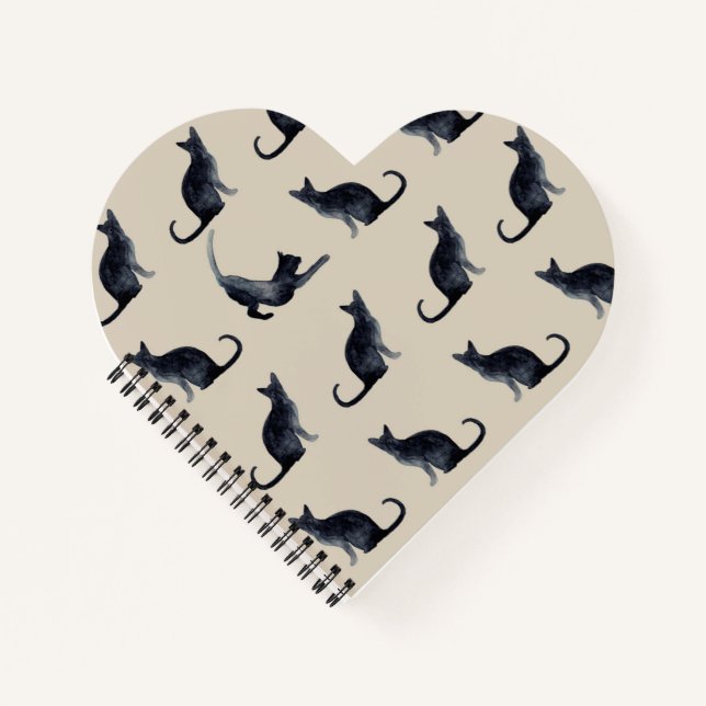 Carnet Cadeau pour amateur de chats Chat noir aquarelle (Devant)