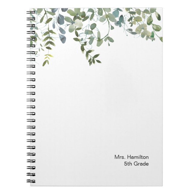 Carnet cadeau simple Eucalyptus Green Teacher (Devant)