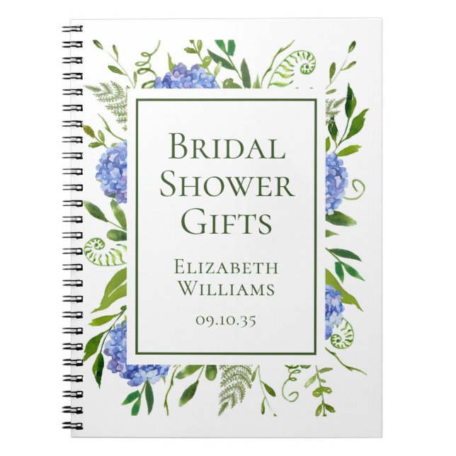 Carnet Cadeaux de Fête de Mariage aux Hortensias Bleus (Devant)