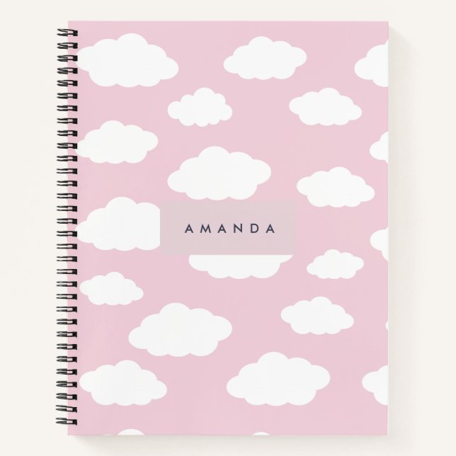 Carnet Cadeaux de nuages roses de Monogramme personnalisé (Devant)