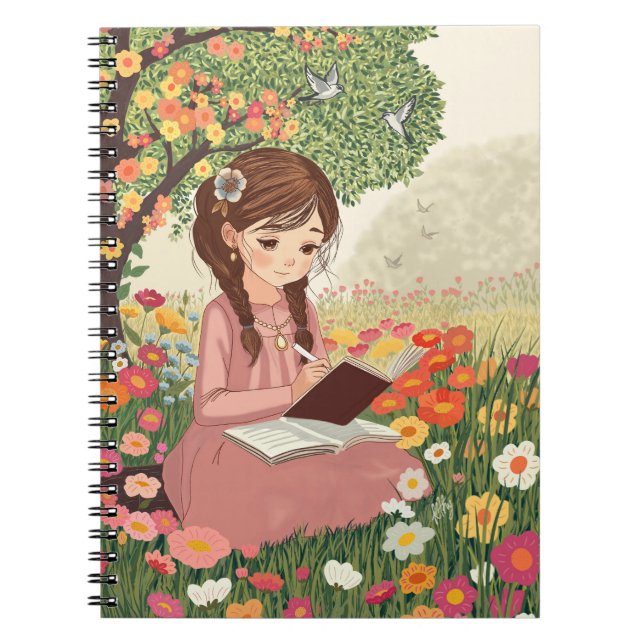 Carnet Caderno Espiral com Foto Menina escrevendo (Devant)