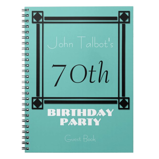 Carnet Cadre noir rétro 70e Anniversaire Fête GuestBook (Devant)