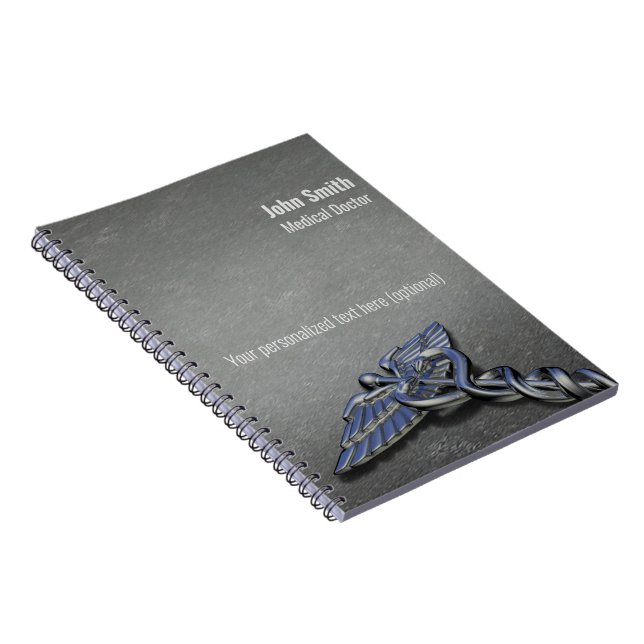Carnet Caducée médical professionnel Chrome (Côté Droit)