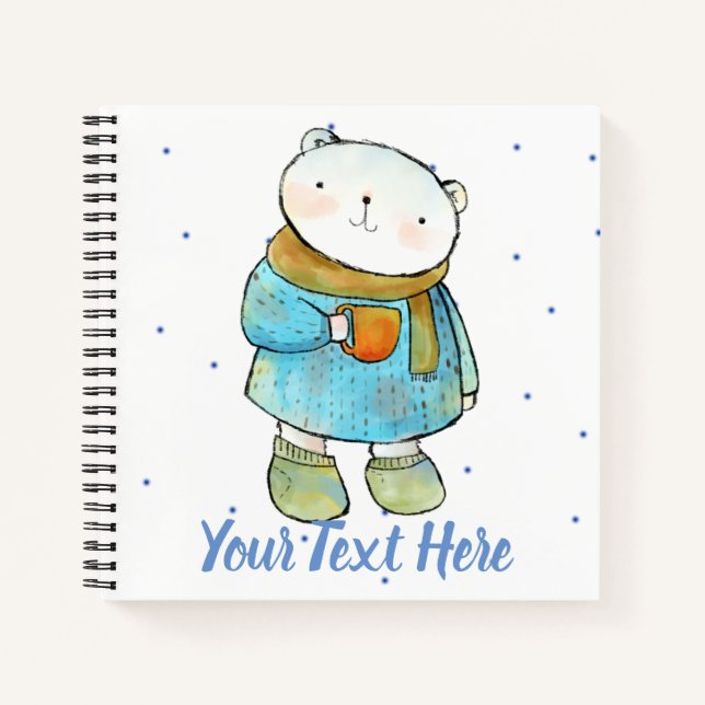 Carnet Café Aimant Ours Polaire Personnalisé (Devant)