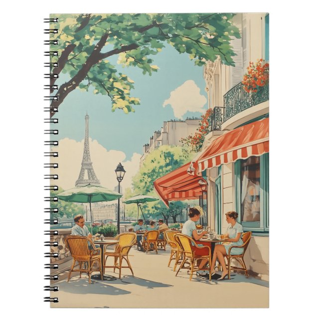 Carnet Café parisien avec vue Eiffel (Devant)