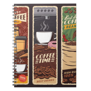 Carnet Cafetière Bannières vintages vintages, cafétéria e