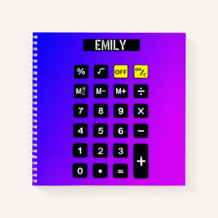 Carnet Calculateur néon violet et rose avec nom
