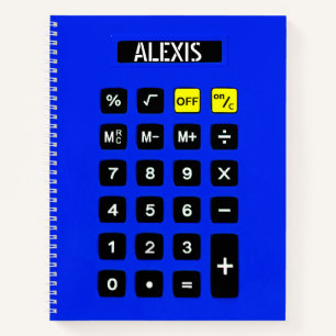 Carnet Calculatrice bleue avec nom
