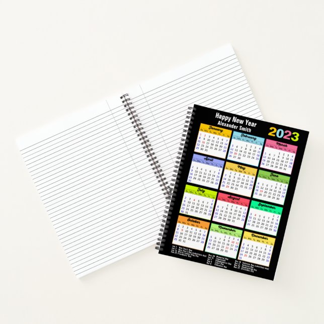 Carnet Calendrier 2023 avec vacances Jour férié moderne p (Intérieur)