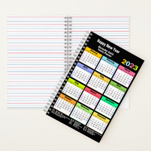 Carnet Calendrier 2023 avec vacances Jour férié moderne p
