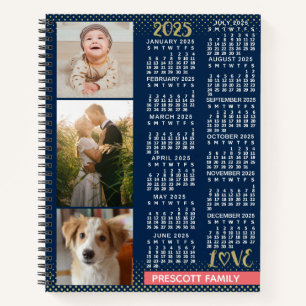 Carnet Calendrier 2025 Marine Coral Gold Family Photo Col