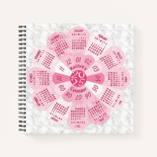 Carnet Calendrier 2025 personnalisé Bohème Rétro Fleur Ro