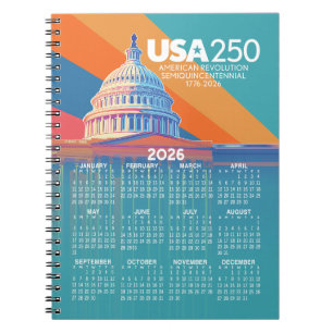 Carnet Calendrier 2026 avec le dôme du Capitole américain
