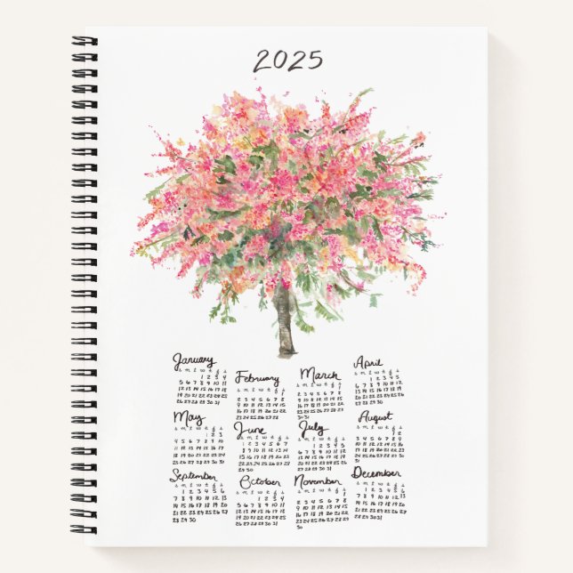 Carnet Calendrier Arbre de douche arc-en-ciel 2025 (Devant)