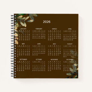 Carnet Calendrier Botanique Élégant Simple 2026
