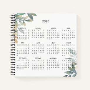 Carnet Calendrier Botanique Simple Élégant 2026