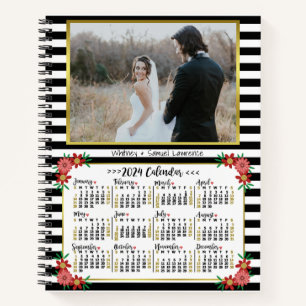 Carnet Calendrier de l'année 2024 Preppy Floral Stripes  