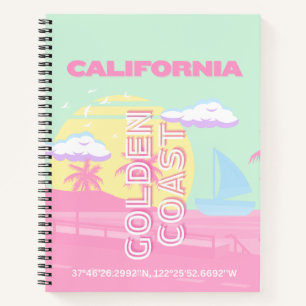 Carnet Californie, Plage, Travel Art, Preppy