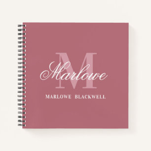 Carnet Calligraphie de monogramme rose rose brillant Rose