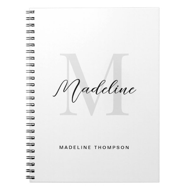 Carnet Calligraphie de script minimal monogramme noir bla (Devant)