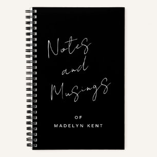 Carnet Calligraphie de script Personnalisé Noir & Blanc