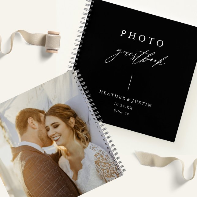Carnet Calligraphie Elegant Black Mariage Photo Guestbook (Créateur téléchargé)