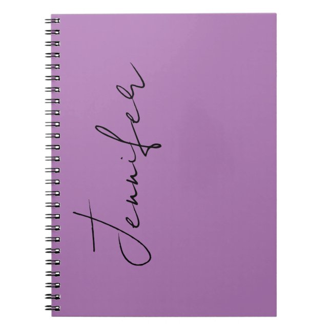 Carnet Calligraphie Élégant Lavande Plain Nom simple (Devant)