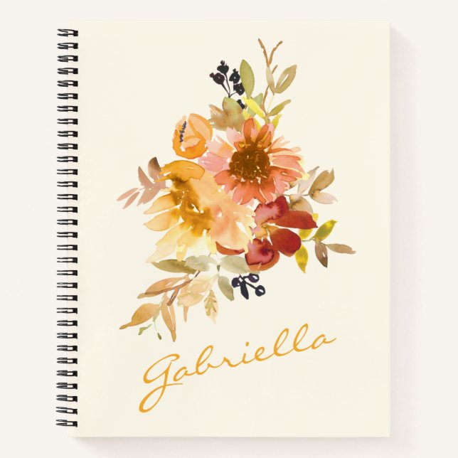 Carnet Calligraphie personnalisée Boho aquarelle Floral (Devant)