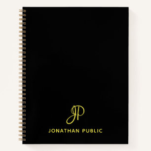 Carnet Calligraphie personnalisée Nom du monogramme d'or
