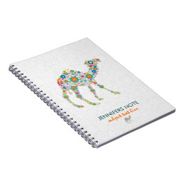 Carnet Camel Floral Retro coloré et Damas blanches