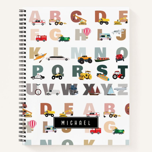 Carnet Camions ABC Alphabet Mignon, Véhicules de Transpor (Devant)