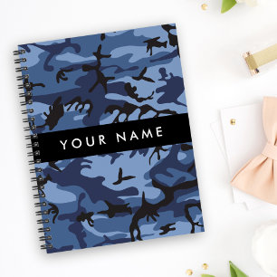 Carnet Camouflage bleu marine Votre nom Personnalisez