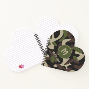 Carnet Camouflage militaire Vert Motif Brown Monogramme
