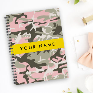 Carnet Camouflage rose et vert Votre nom Personnalisez