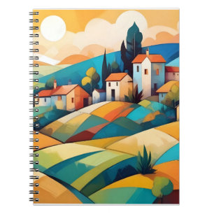 Carnet Campagne Village Paysage Abstrait Art Arrière - pl