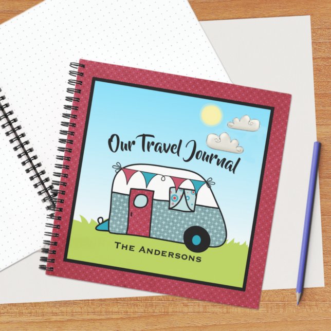 Carnet Camping rouge et Turquoise rétro (Créateur téléchargé)